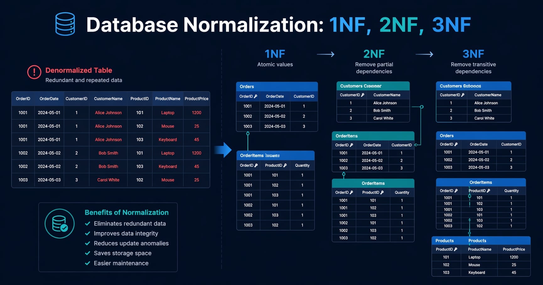 Database Normalization Explained: 1NF, 2NF, and 3NF
