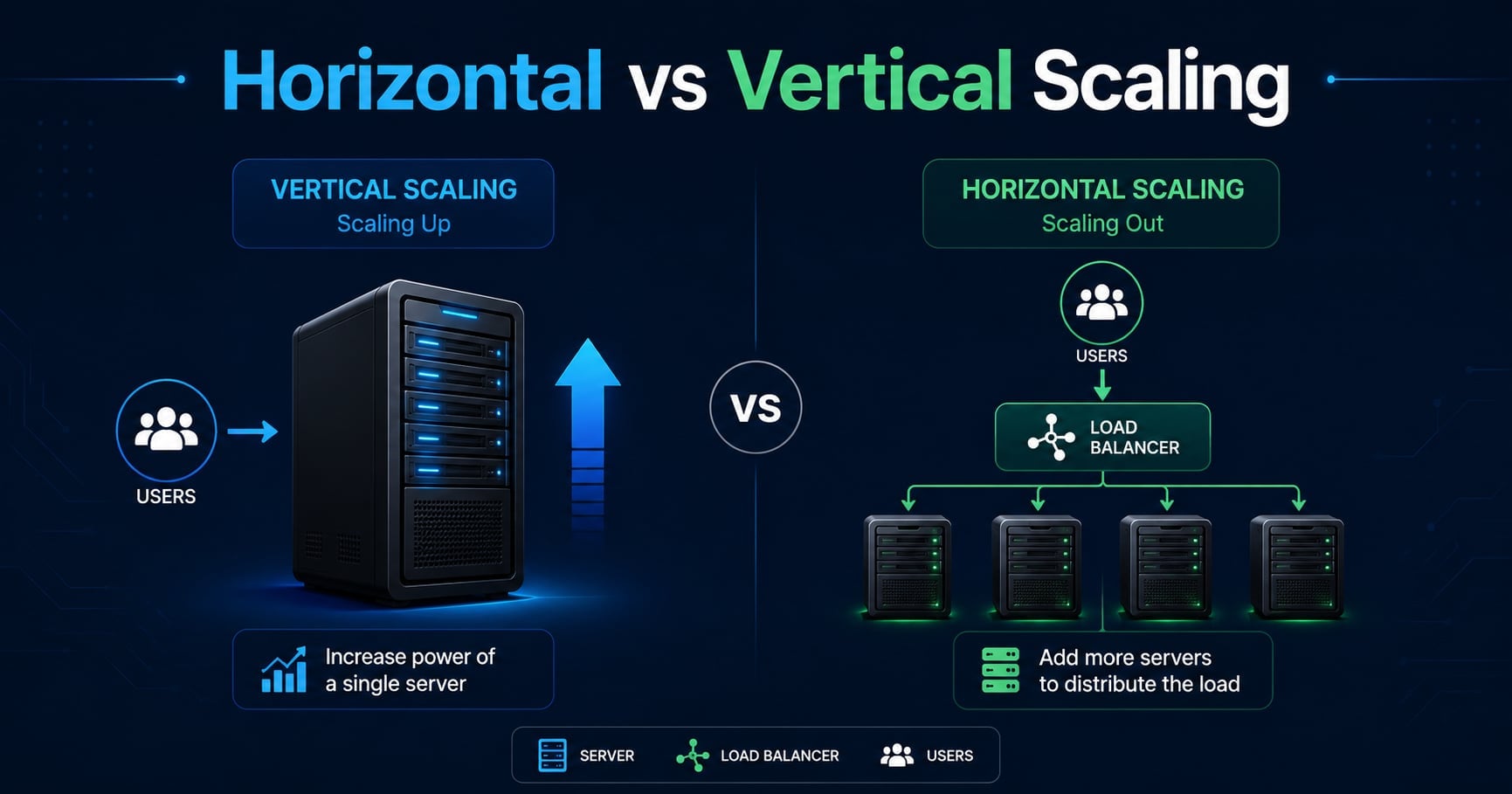 Horizontal vs Vertical Scaling Explained (Scale Out vs Up)