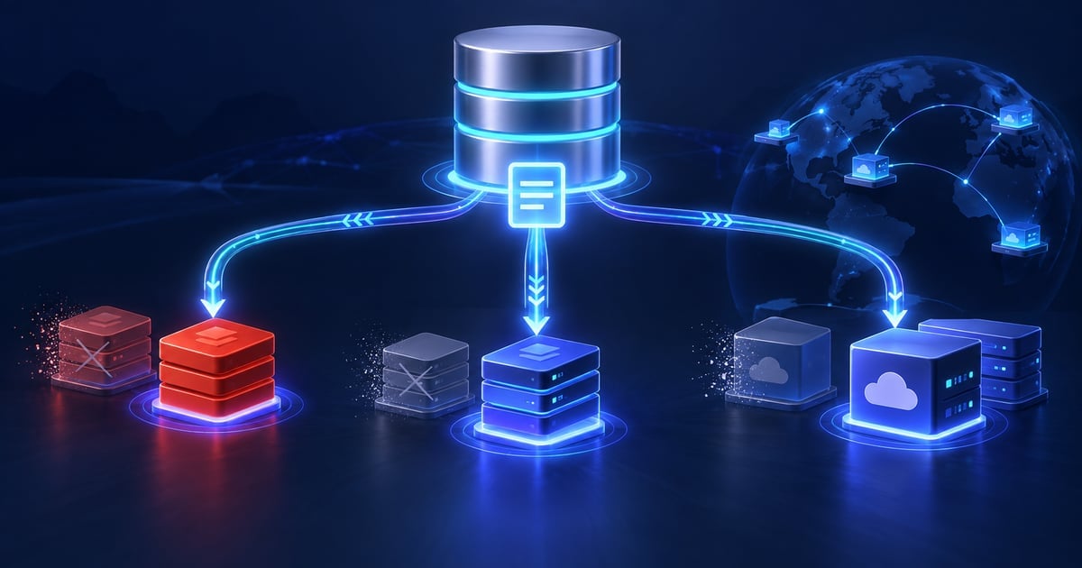 A source database publishing a change event to refresh application, Redis, and edge caches