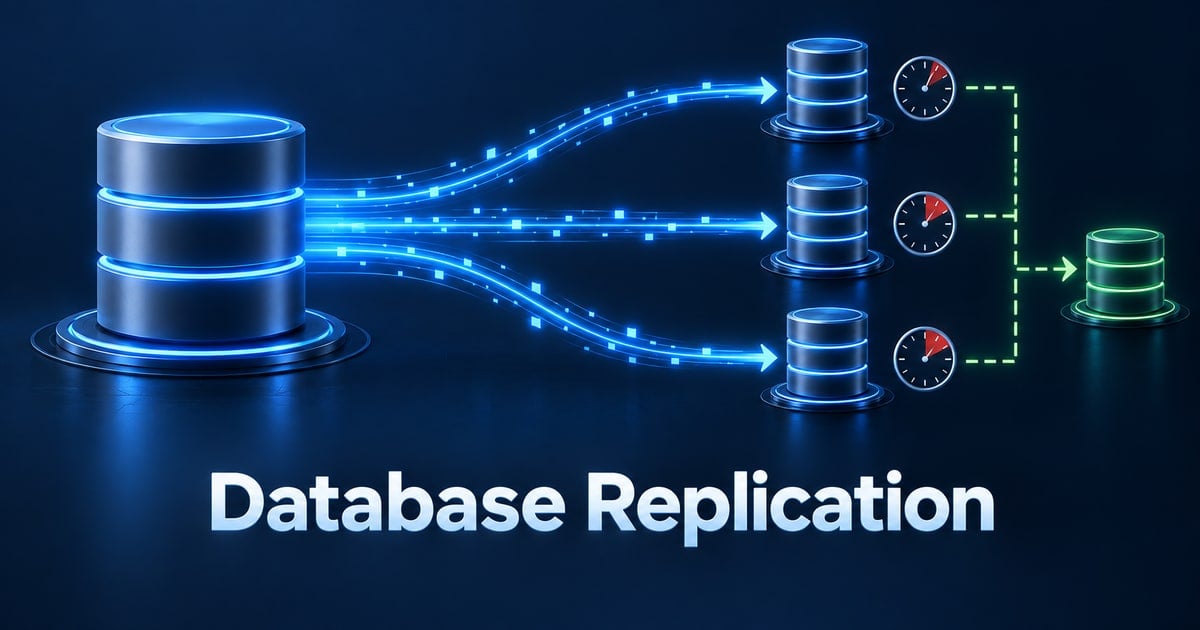 Database replication architecture with read replicas and failover